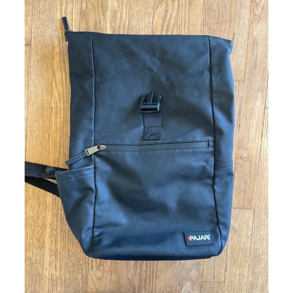 Pajar Canada Roll Top Backpack Matte Black Water Resistant Bag Boating‎ Hiking - Picture 2 of 8